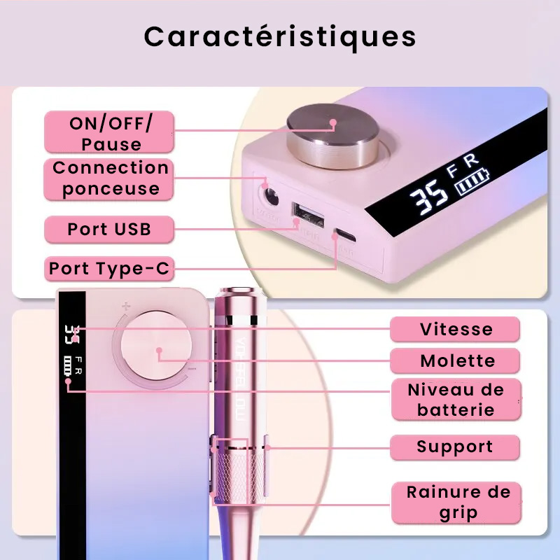 Ponceuse à ongle professionnelle 35 000 tr/min